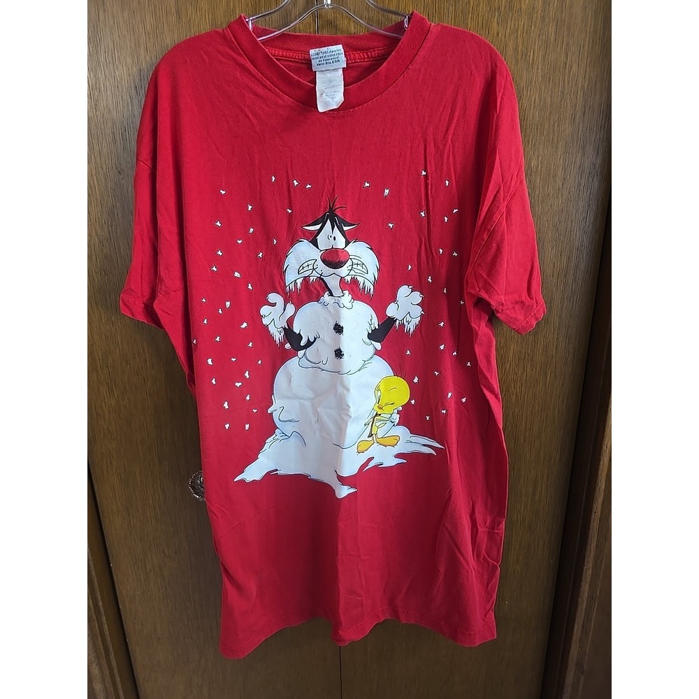 Vintage 1996 Looney Tunes Christmas T-Shirt Christmas Slyvester Tweety